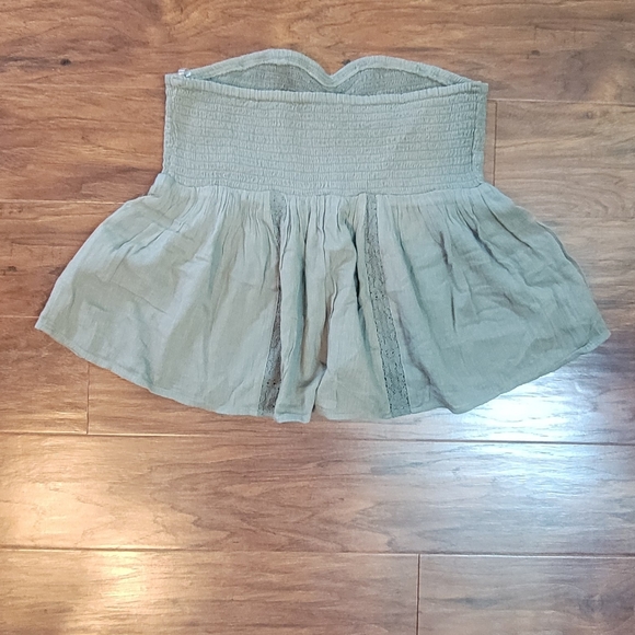 American Eagle Strapless Green Cropped Lace Boho Top NWT Never Worn Size Medium - Picture 4 of 11